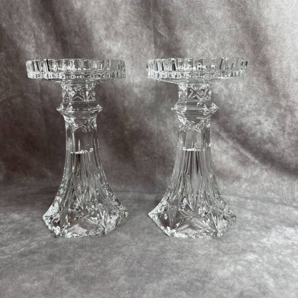 Lead Crystal Glass Candle Holders or Vases ONLY **CANDLES/FLOWERS NOT INCLUDED - Picture 2 of 10